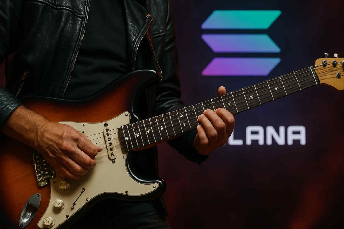 Вы все его знаете. Хорошо известная жертва гитариста для хакеров, на фоне Соланы
