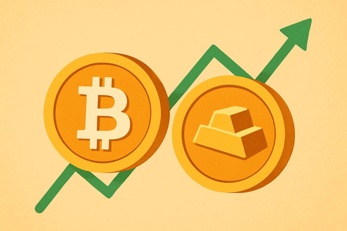 Биткойн и золото снова идут рука об руку. Корреляция возвращается на высокие уровни
