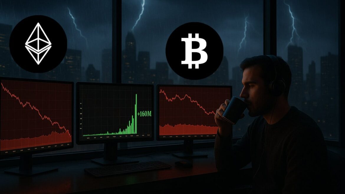 Анонимный пользователь заработал более 160 миллионов долларов за 30 часов на падении Биткойна и Эфириума
