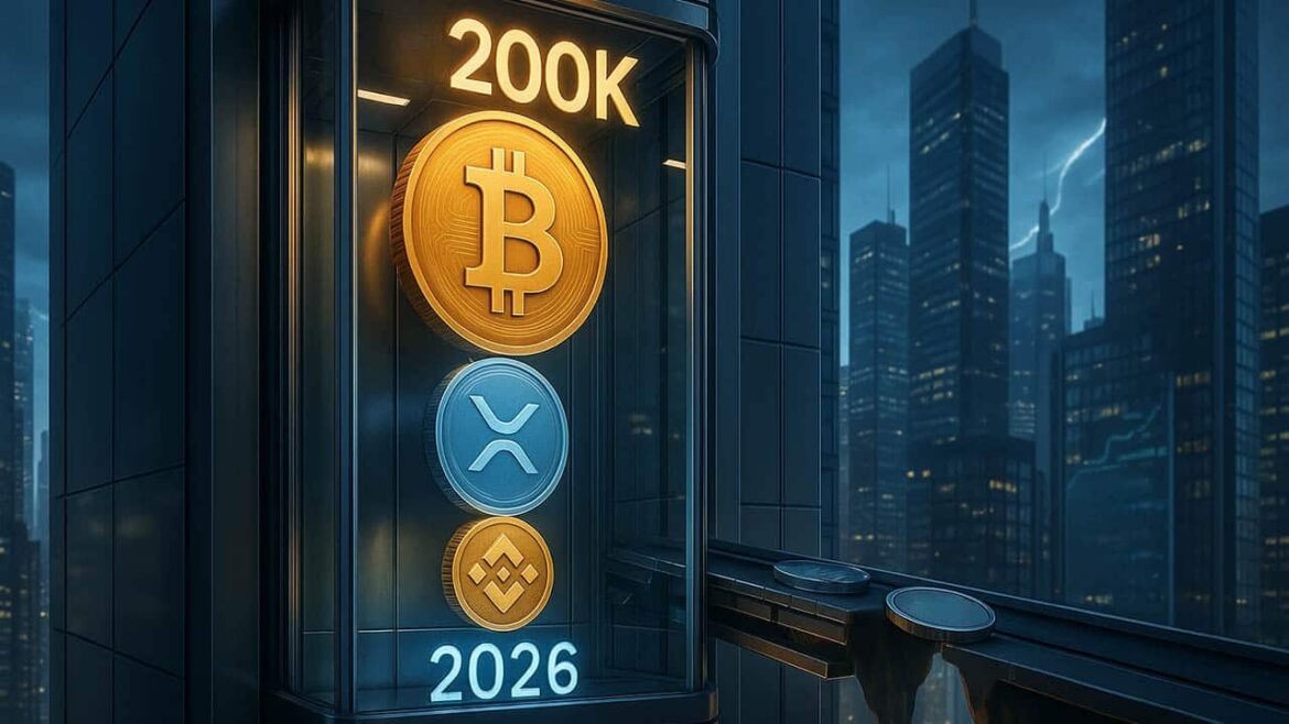 Вот вероятные цены BNB и XRP, если цена Биткойна вырастет до 200 тысяч. долларов на начало 2026 года
