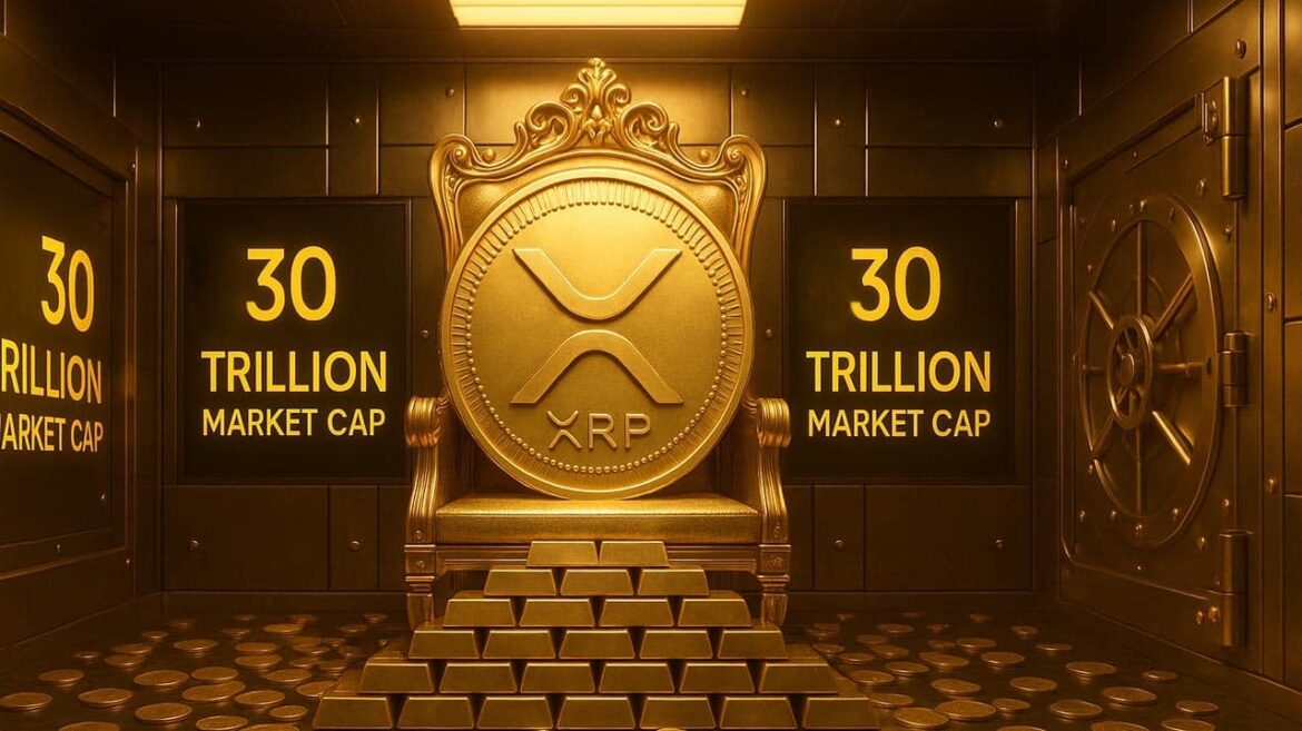 Вот возможная цена XRP, если она достигнет капитализации на уровне золота, то есть около $30 трлн.
