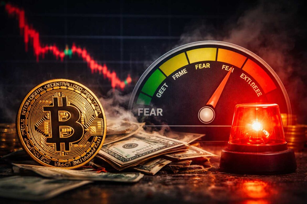 Крайний страх на рынке криптовалют. Этот уровень наблюдался при крупных авариях.
